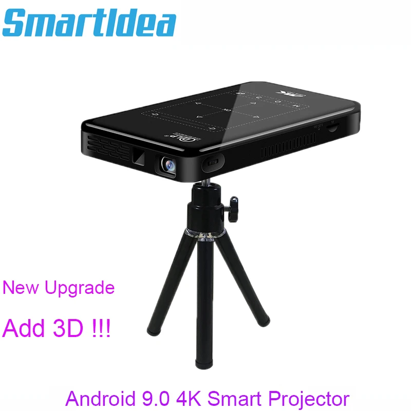 SmartIdea New 3D 4K Phone Size HD Projector AC3 Android WiFi DLP Smart Proyector Beamer BT Battery Build-in AirPlay Miracast