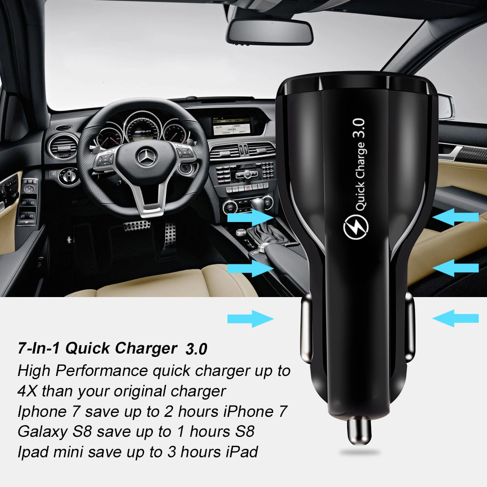 Phone Charger Adapter Phone Charger Car Charger Car Phone Charger 30W Car Charger Quick Charge Cigarette Lighter Adapter 2-Port USB A Fast Charging for iPhone Xiaomi Samsung Huawei