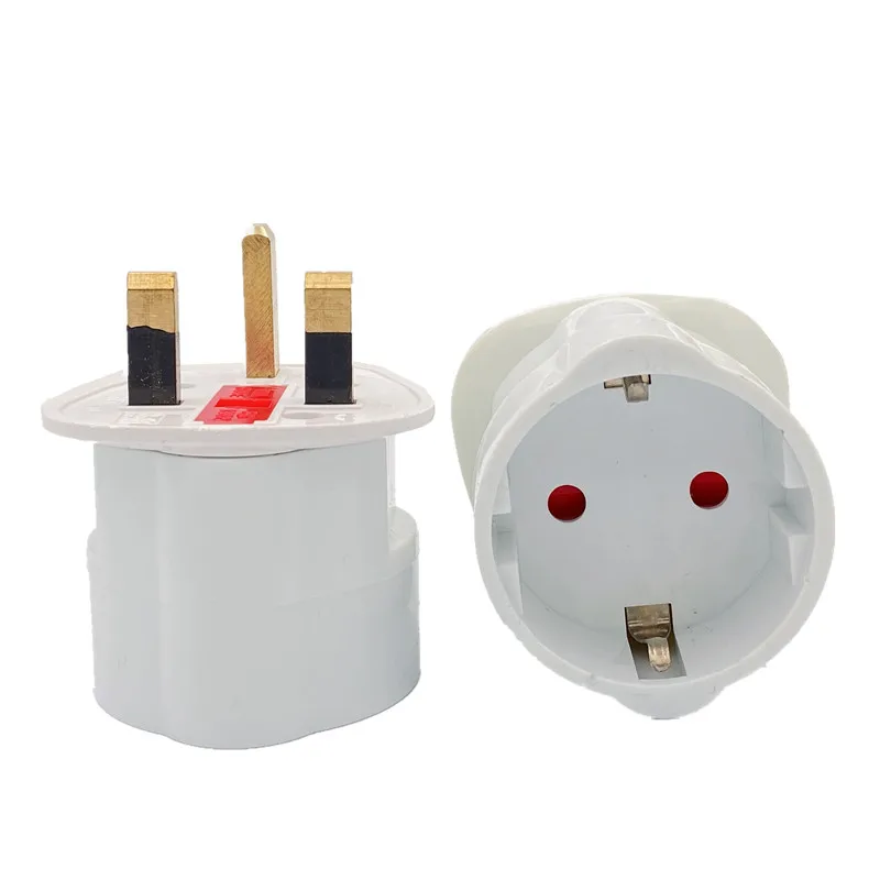 European EU To UK Plug Adapter Standard Euro Schuko 250V 2 Round Plug To UK 3 Pin Travel Power Adapter Electrical Socket Outlet,plug adapter,eu plug adapter
