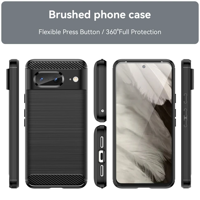 Funda de silicona antigolpes para Google Pixel 8, carcasa de fibra