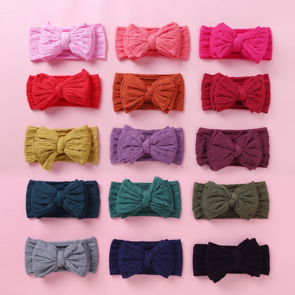 

Solid Big Hair Bows Girl Elastic Rubber Bands for Infant Kids Cable Knit Headband Children Toddler's Hairbands Baby Items