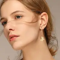 New Gold Color Butterfly Love Hoop Earrings Set New Creative Simple Heart Hollow Dangle Earring for Women Fashion Trendy Jewelry 5