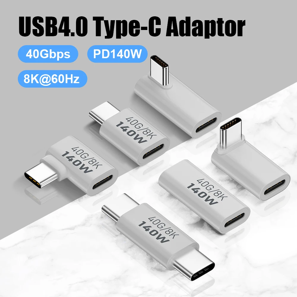 TNSLAND 2 pezzi adattatore USB C 90° tipo C femmina a maschio ad angolo retto USB 4.0 40Gbps trasferimento dati ricarica adattatore tipo C OTG per laptop tablet telefono tipo C