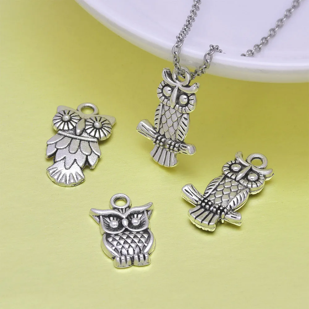 

10pcs Alloy Antique Silver Plated Three Styles Owl Charms Pendants For Jewelry Making DIY Handmade Craft Accessories