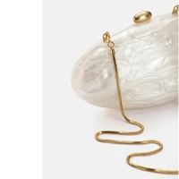 Egg Shell Clutch Bag Acrylic purse women wedding evening party cute ivory pearl color purse handbag summer new 2024 - Image 2