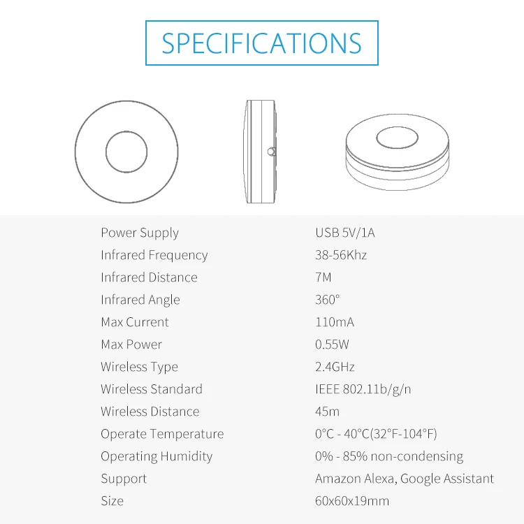 Tuya Smart IR Remote Control wifi Universal Infrared Controller for TV DVD AUD A
