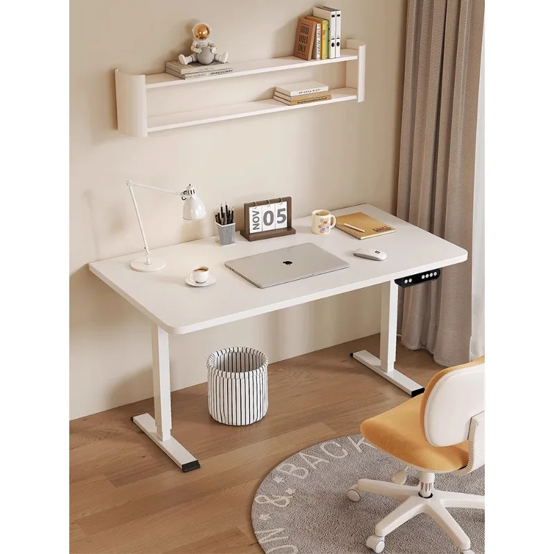 Cream Wind Electric Height Adjustable Computer Simple Home Gaming  Student Learning Writing Desk Bedroom