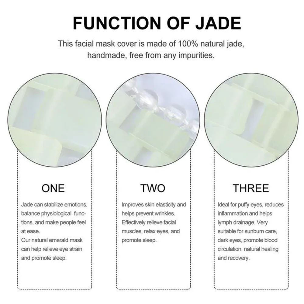 Jade Facial Mask Natural Stone Jade Sleep Mask Anti-Aging Jade Eye Mask Beauty Massage Tools for Puffy Eyes Dark Circles