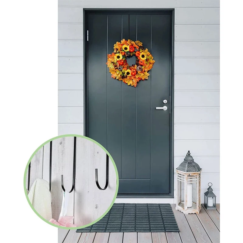 12/15 Inch Wreath Hanger Hooks Over Door Metal for Christmas Easter Wreath Front Hanger Xmas Party Supplies