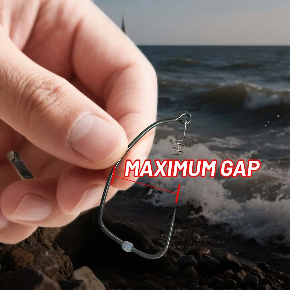 ZUKIBO5pcs Spring Spiral Lock Hook Long Crank Barbed Hook Worm Soft Bait Stainless Steel Rust-Proof Hook 6