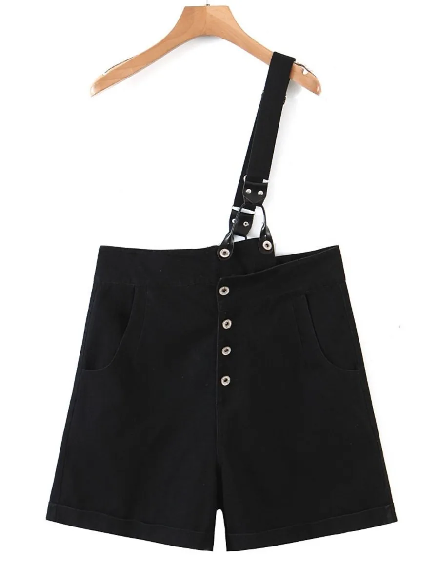 

Good Quality Plus Size Shorts Women 2023 Summer Fashion High Waist Single Shoulder Denim Overalls Oversize Curve Clothes