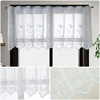 White Lace Window Short Curtains Cafe Bar Dustproof Half Drapes Cabinet Partition Curtain Rod Pocket Windows Sheer Curtains 1