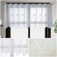 White Lace Window Short Curtains Cafe Bar Dustproof Half Drapes Cabinet Partition Curtain Rod Pocket Windows Sheer Curtains 1