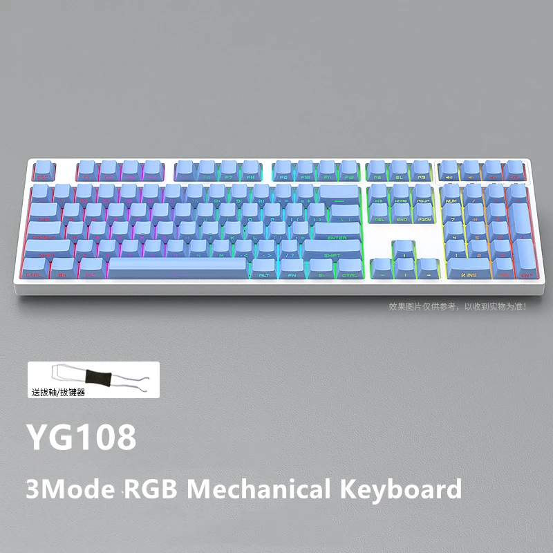 

Mathew Tech YG108 Three Mode Mechanical Keyboard 108 Keys Full Size Hot Swap RGB Side Print Shine ThroughGaming Keyboard