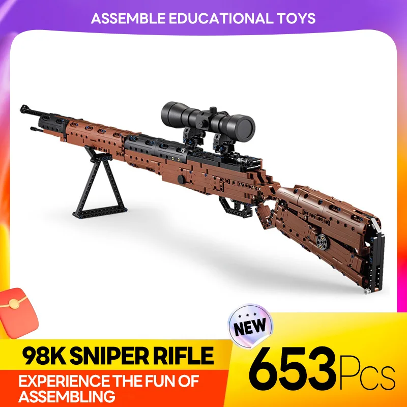 

Ww2 Military 98k Awm Sniper Rifle Model Building Blocks Weapons Can Shoot Bullet Technical Game Gun Educational Toys For Kids