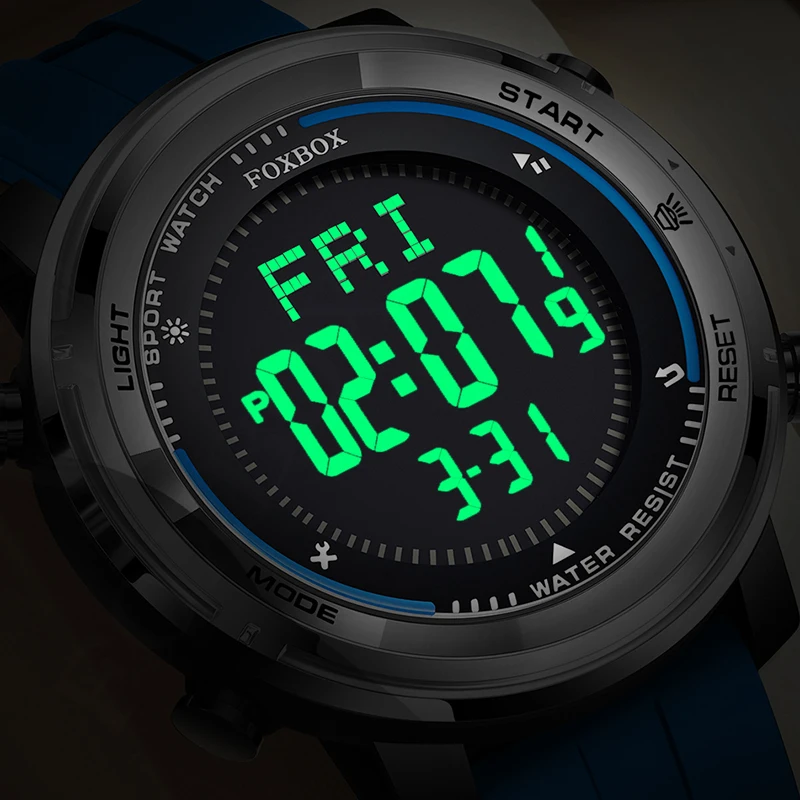FOXBOX Digital Watch Men Outdoor Sports Waterproof Luminous Men Watch Fashion Military Quartz Wrist Watch For Men Montre Homme