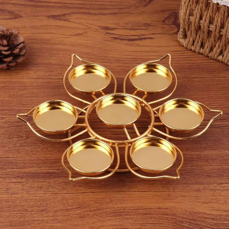 Jiuxing Plum Blossom Tea Candle Holder - Metal Tabletop Candle Stand, For Lotus Design, 9 Heads, Suitable For All Occasions