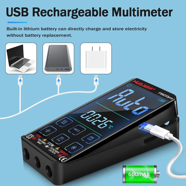 HUAJIAYI – multimètre numérique Rechargeable, écran tactile