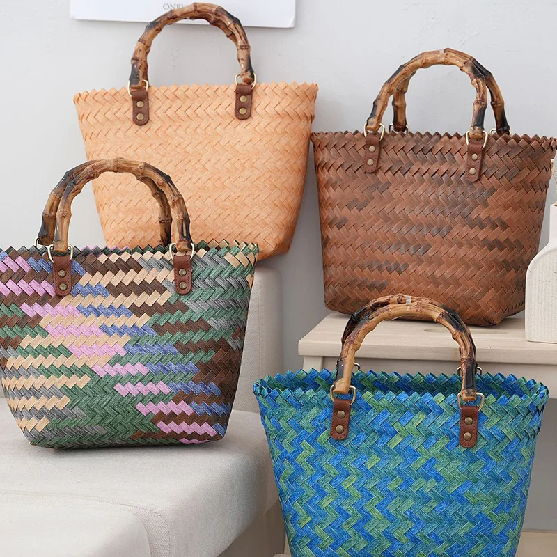 

Вместительная женская модная женская сумка, плетеная Сумка для весны и лета, 24 дорожные пляжные сумки для отдыха, подарок для девушки