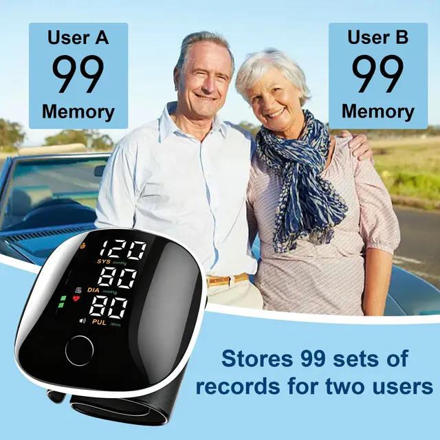Rechargeable Wrist Blood Pressure Monitor for Home Use, Digital BP Machine with LED Backlit Display, Voice Broadcast, 240 Memory Storage, Built-In Heart Rate Detection & Portable Storage Case 2