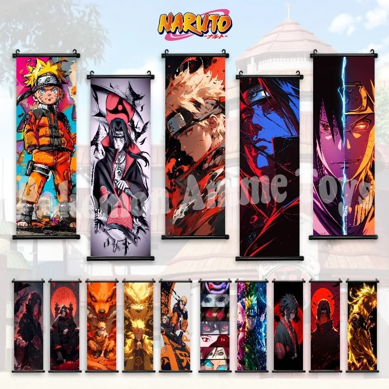 Hot Japanese Anime Scroll Canvas Wall Hanging Painting Kakashi Home Anime Poster Sasuke Art Room Decoration Kid Gift Itachi