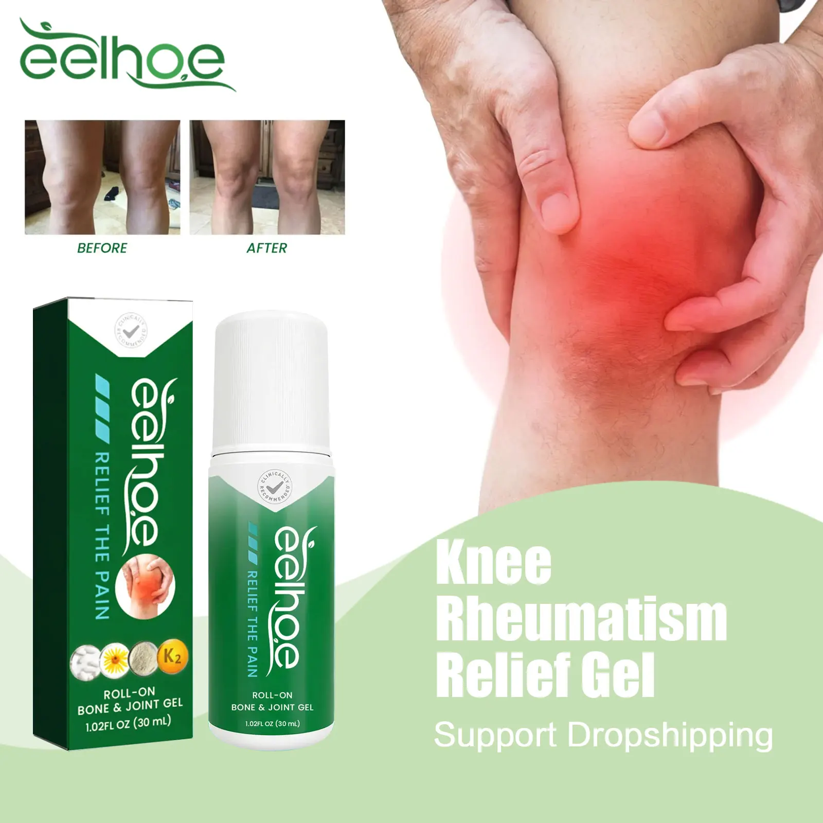 EELHOE Arthritis Pain Roll-On Gel Rheumatoid Ache Relief Low Back Muscle Soreness Stiffness Lumbar Analgesic Liquid Health Care