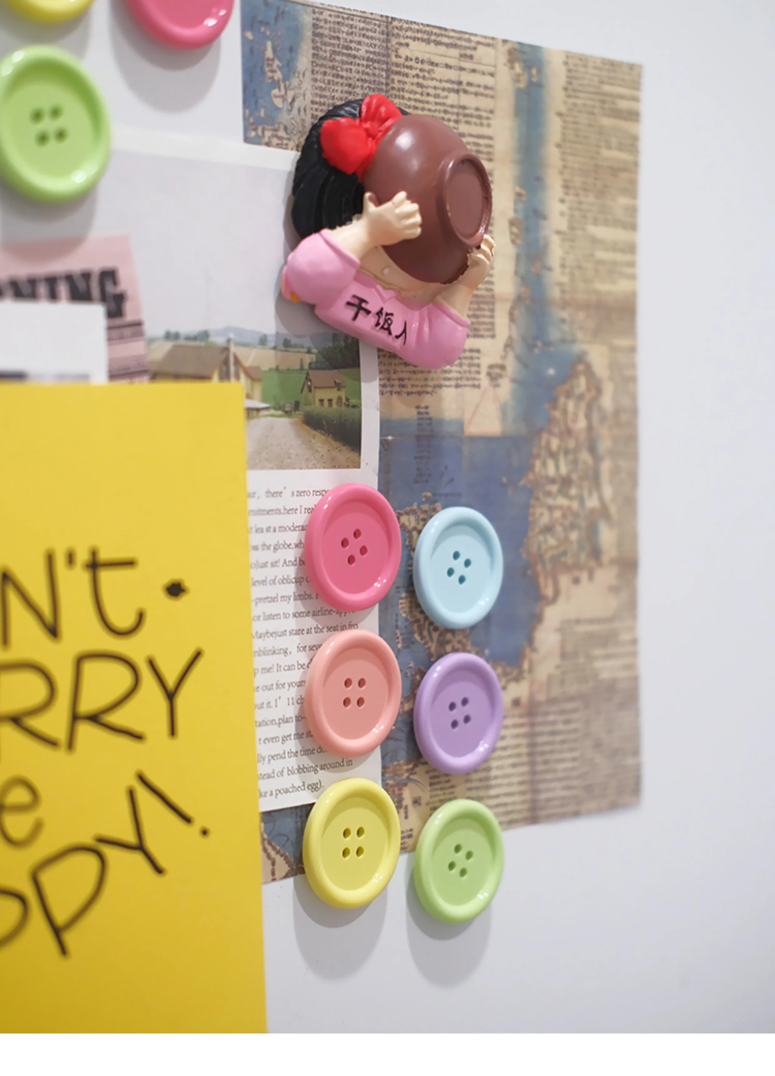 Candy Colored Buttons Fridge Magnet Photo Message Board Magnetic Home Decoration