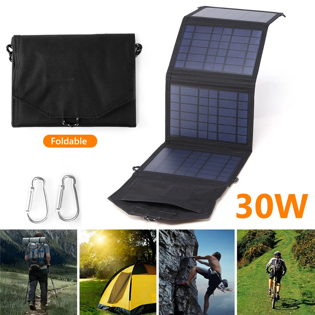 30W Pieghevole Pannello Solare Cella 5V Usb Solare Smartphone Caricabatteria Piastra Per Telefono Cellulare Portatile Power Bank Escursionismo Campo