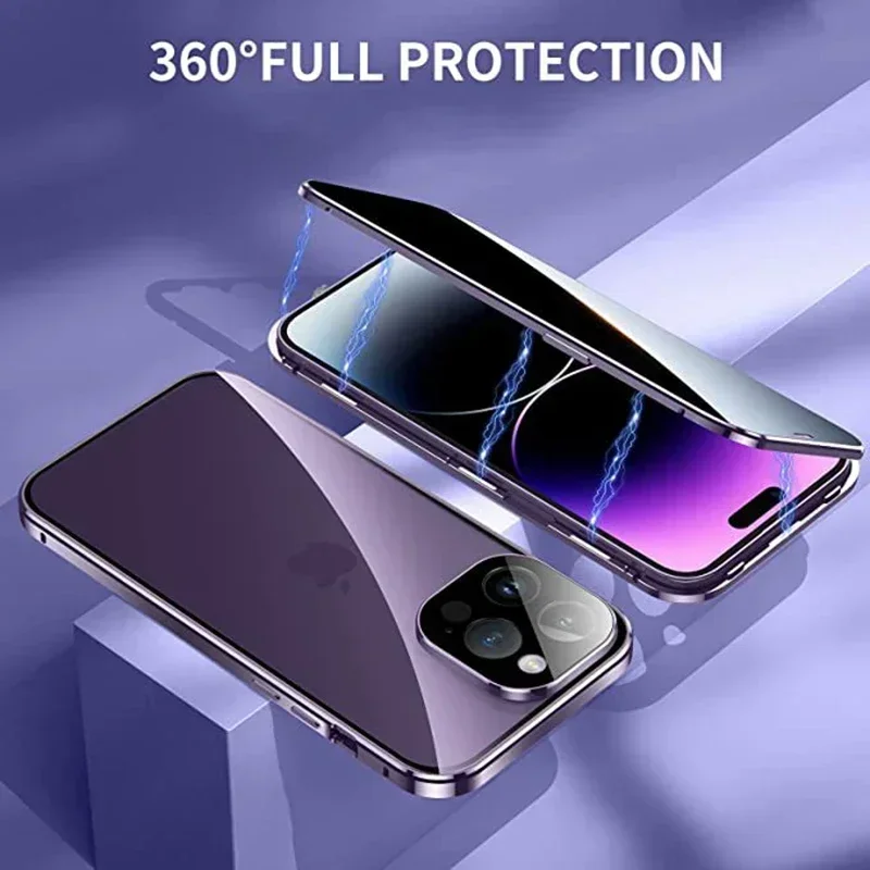 Premium Double-Sided Magnetic Privacy Case with Full Lens Protection and Snap Lock Cover