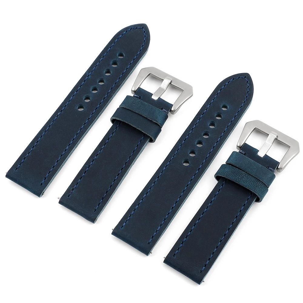 Vintage Handmade Blue Watch Strap - 22mm Quick Release Bracelet Accessory