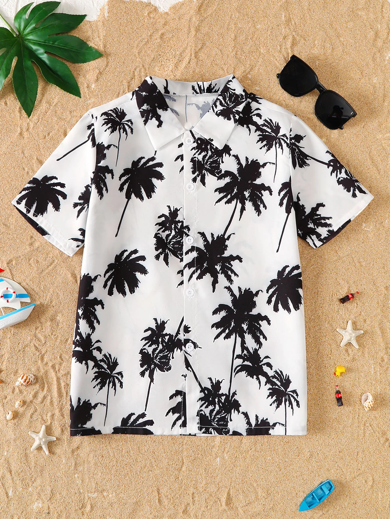 قميص أطفال للأولاد بأكمام قصيرة للحماية من الشمس على الشاطئ، ملابس أطفال عصرية للرضع