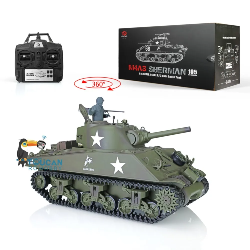 장난감 헝롱 1/16 스케일 7.0 플라스틱 M4A3 셔먼 RC 탱크 3898 360도 회전 터렛 적외선 전투 소년용 선물 TH17667-SMT7