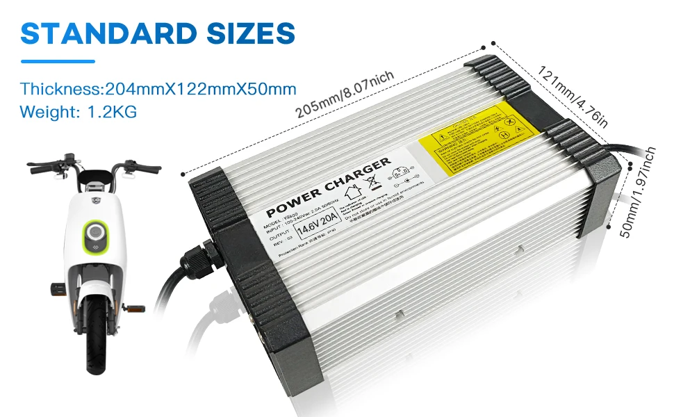 14,6V 20A Ladegerät für 12V Lithium-Batterien mit großem Krokodilklemmen-Anschluss – Intelligentes CC-CV-Ladegerät auf Lager – Detail 5