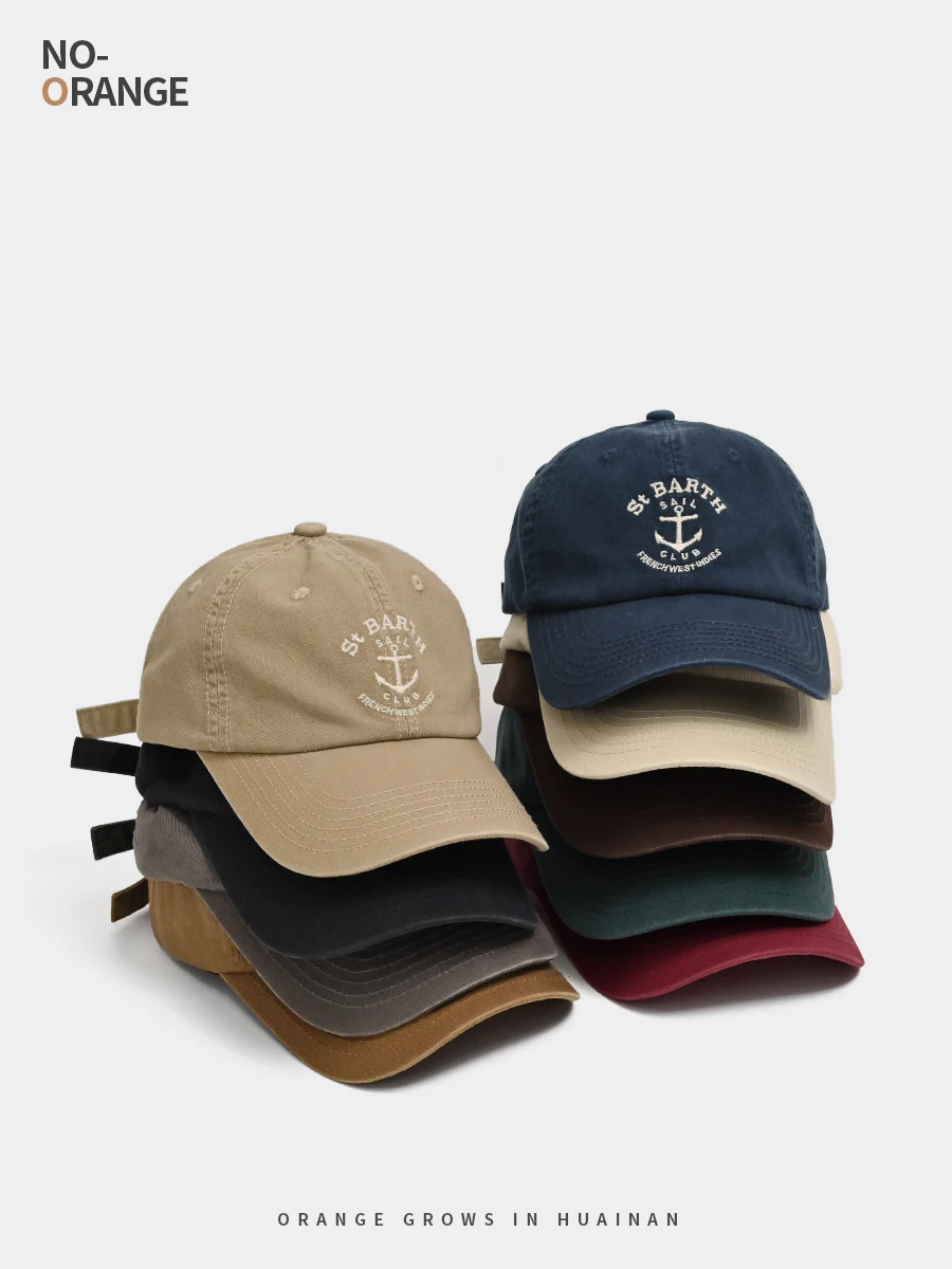 Washed-out Vintage Brushed Wide Brim Baseball Cap Female Thorn Peaked Cap Men's Sun-Shade 5