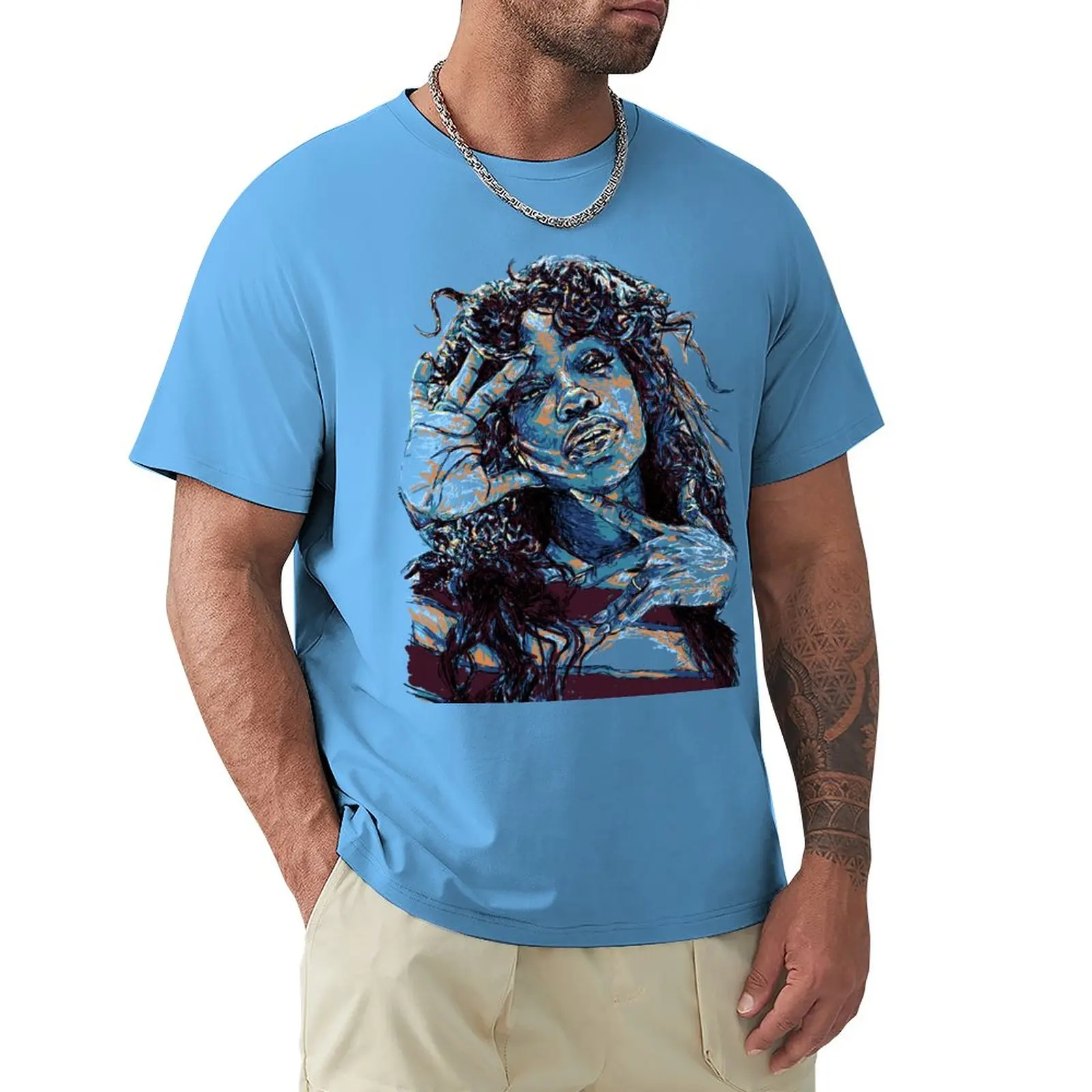 

SZA Portrait T-Shirt Blouse plain big and tall t shirts for men