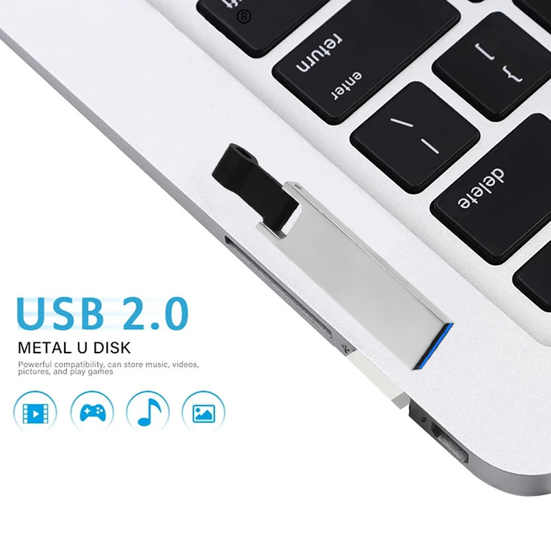 

USB Mini High Speed Silver Pen 128GB 64GB 32GB USB Flash Drive Pendriver USB2.0 Memory Stick Office Best Gift