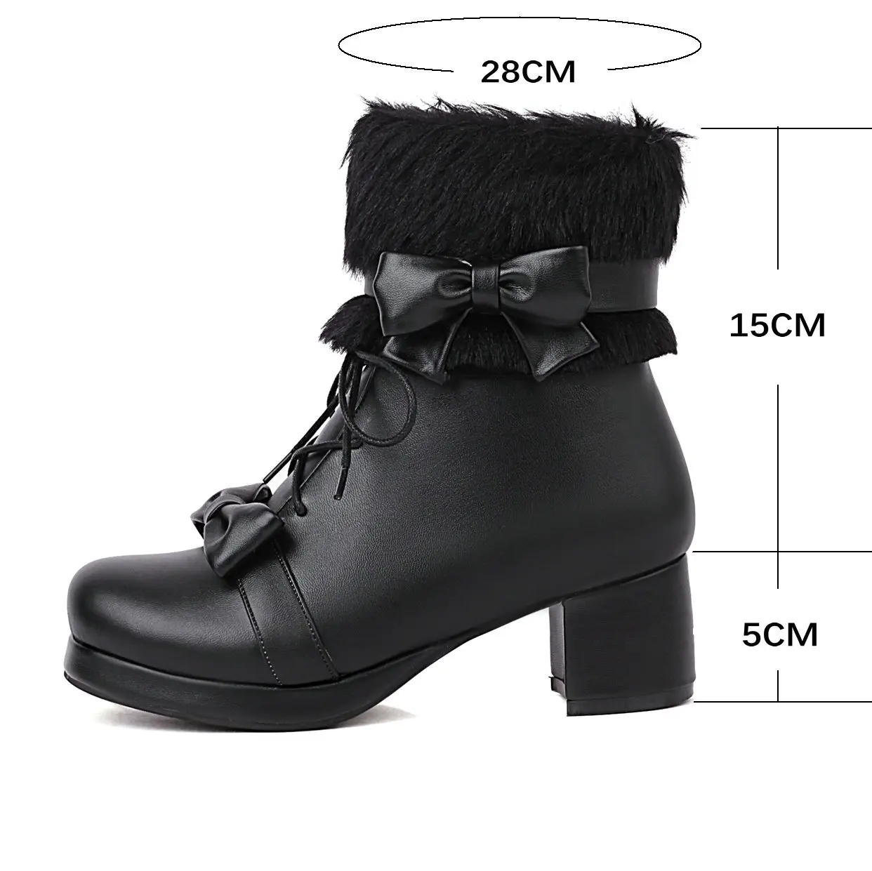 Pu Inverno Stivali Lolita giapponesi Soffici punta tonda Kawaii