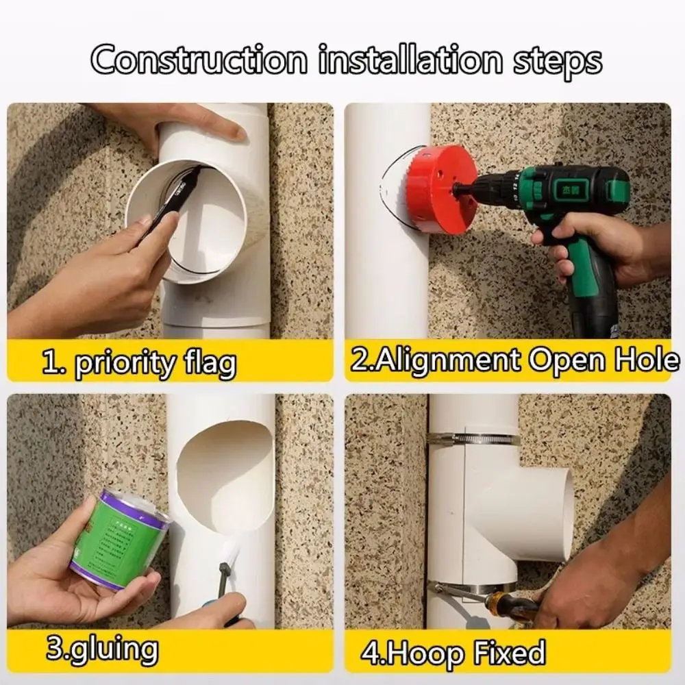 New PVC Tube Repair Patch White 50 75 110 Drain Pipe Repair Fittings Open Tee Tube Connectors Home