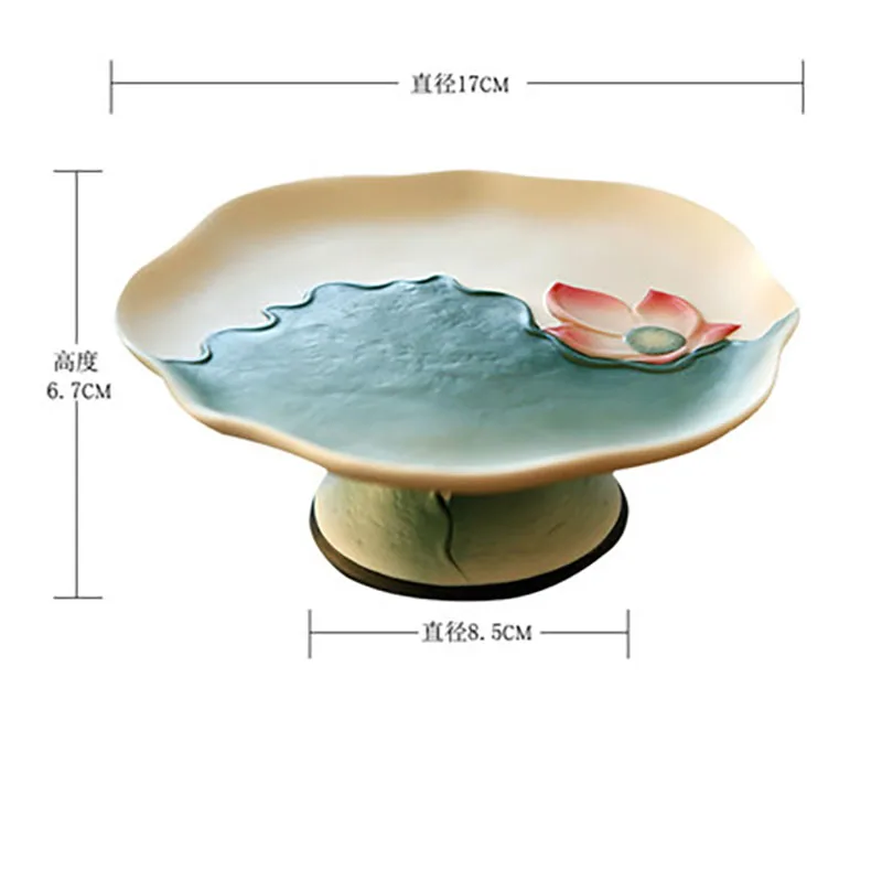 Ceramic Painted Lotus Fruit Plate for Household Decoration