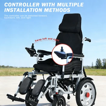 Sedia a Rotelle Elettrica con Sistema di Frenata Antiscivolo EABS 160 °   Sedia a Rotelle Elettrica Pieghevole Completamente Reclinabile in Acciaio al Carbonio, Scooter per Mobilità
