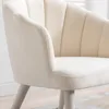 Velvet Dining Chairs Set of 4 Modern Living Room Chairs with Petal Back & Wood Legs Comfy Upholstered Side Chair for Dining Room 6