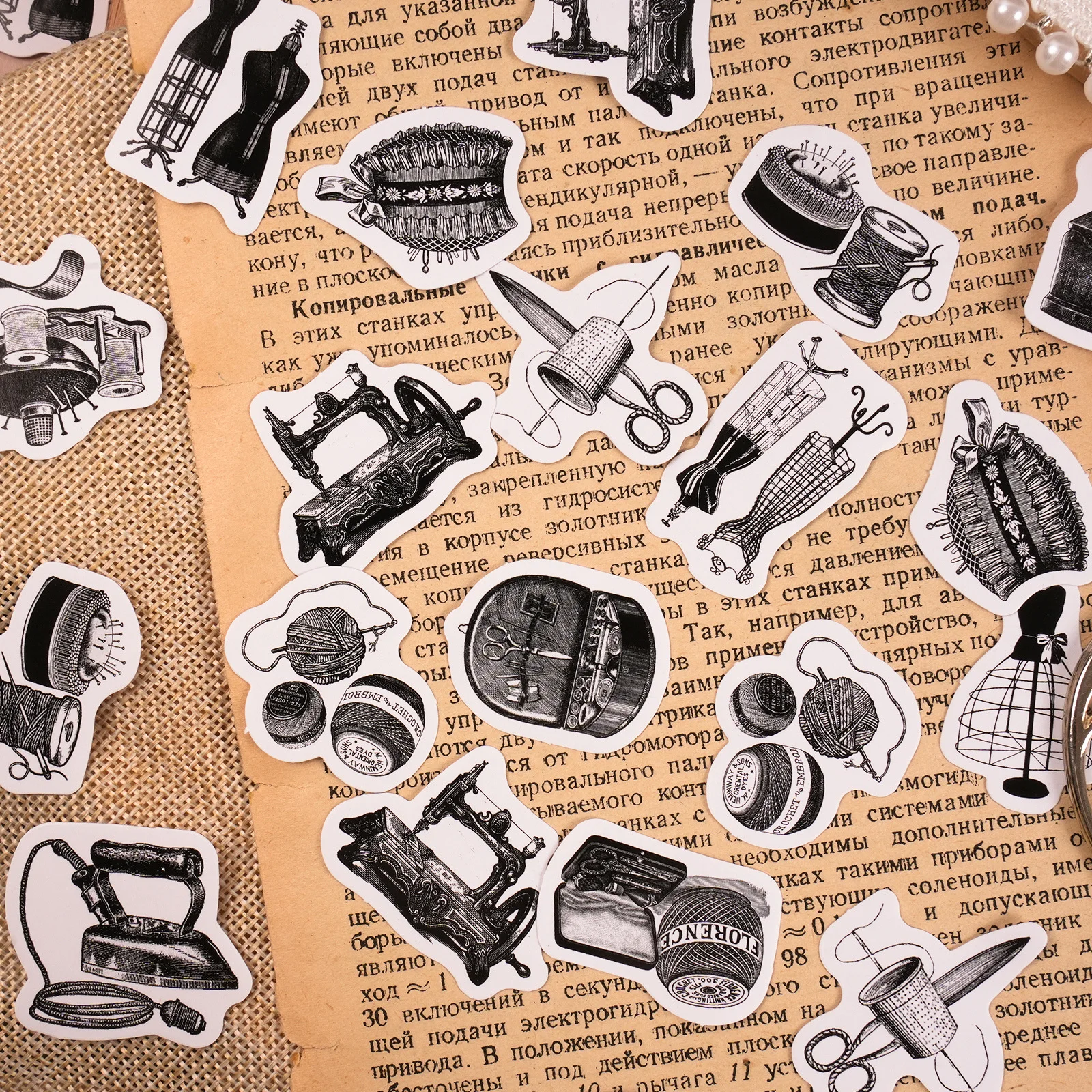 Vintage Sewing Dress Stickers 46pcs/lot Junk Journal Travel Planner Mini Stickers DIY Craft Album Scrapbooking Lable decorative stickers,diy scrapbooking accessories