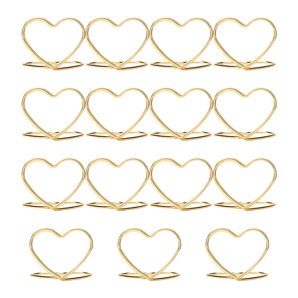 Metal Paper Clip Number Stand Double Layer Love Place Card Holder 15pcs Party Wedding Heart Shape Card Display Stand Reusable place card holders