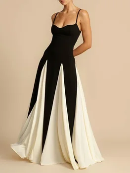 Abito da sera elegante da donna con inserti, lungo fino al pavimento, per occasioni formali