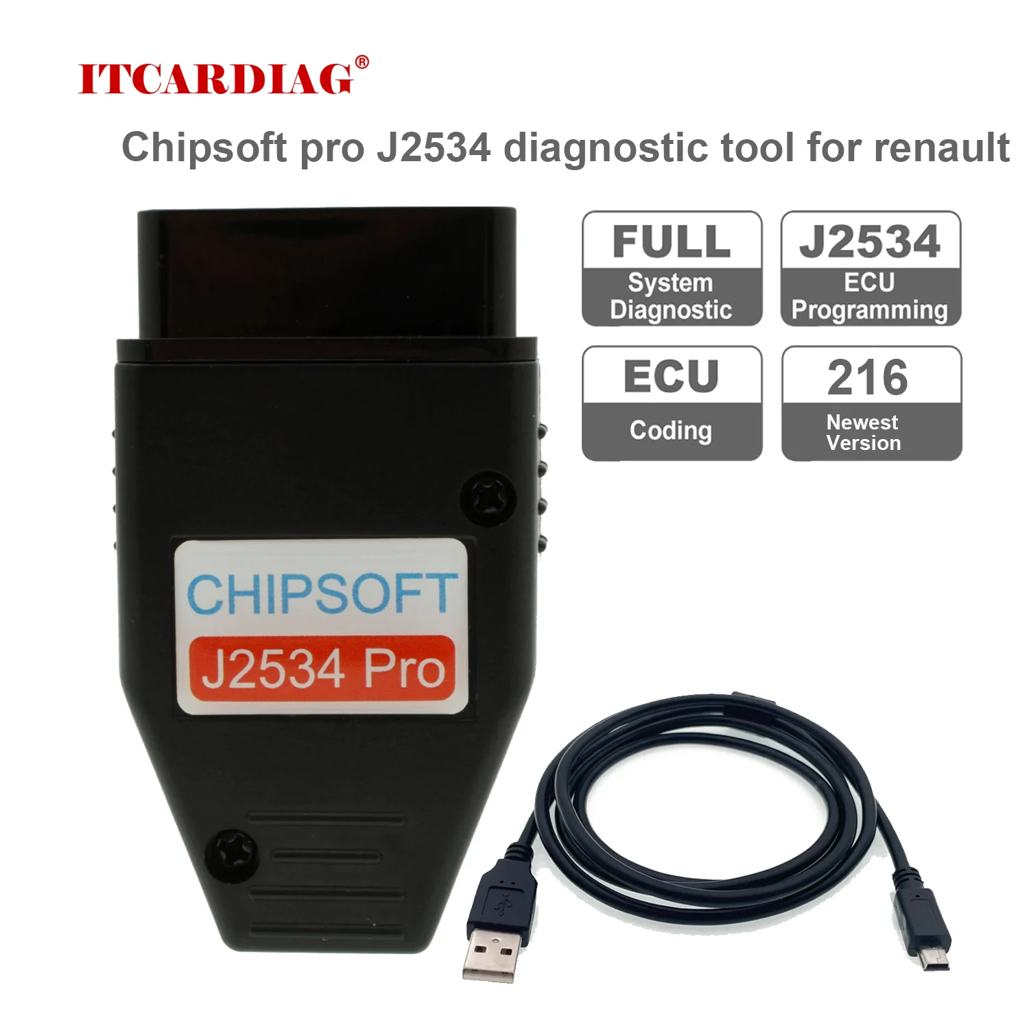

Chipsoft J2534 Pro for Renault Can Clip V216 VCI Diagnostic Cable OBD 2 OBD2 Car Diagnostic Tool J2534 Programming ECU Coding