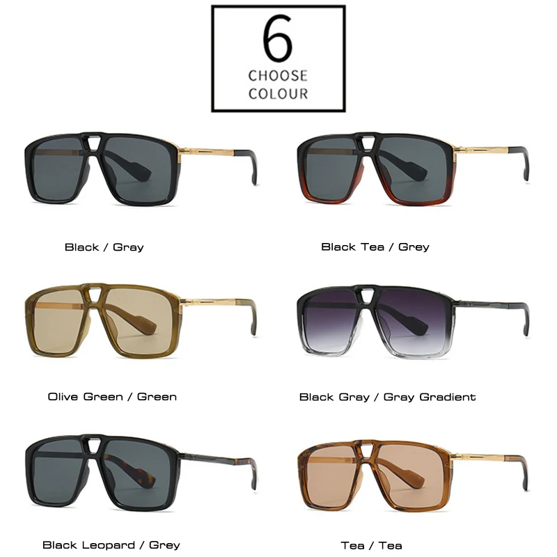 SHAUNA Retro Double Bridges Men Pilot Sunglasses Shades UV400 Fashion Rivets Women Gradient Sun Glasses - Image 4