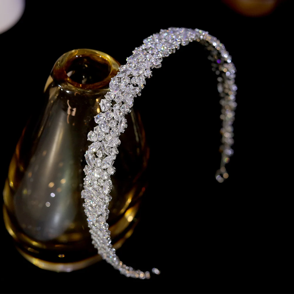 ASNORA CZ Headbands Silver Bridal Crowns Elegant Headwear for Wedding Party Hair Accessories hair accessories
