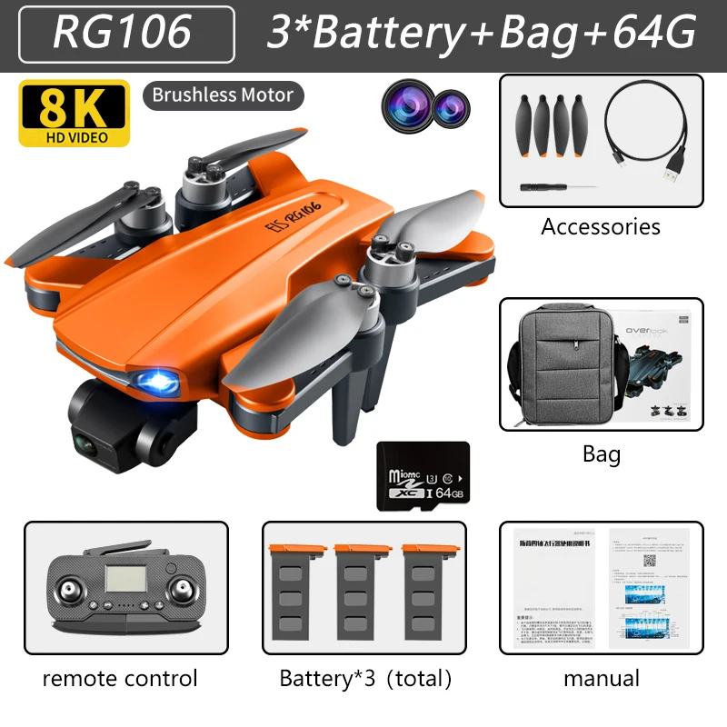 remote control helicopter with camera 2022 New RG106 Drone 8k Dual Camera Profesional GPS Drones With 3 Axis Brushless Rc Helicopter 5G WiFi Fpv Drones Quadcopter Toy rc helicopter big size RC Helicopters