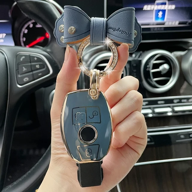 Porte-clés avec nœud pour clé de voiture, étui en TPU pour