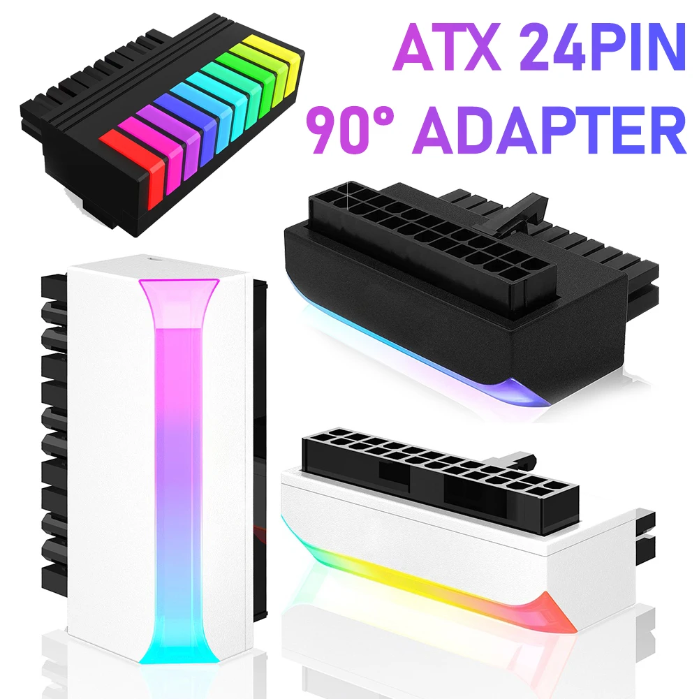 ARGB 메인보드 마더보드 전원 공급 케이블, ATX 24 핀  90 도 전원 플러그 어댑터, 모듈 DIY 장착 액세서리